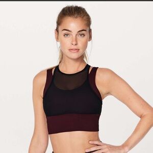 Lululemon Red/Black Double Tap Long Line Bra Size 8
